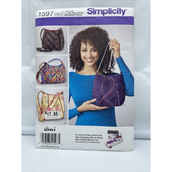 Simplicity Sewing Pattern Ghee's Bags Purses 1597 4 Styles One Size 2013 New FF - Picture 1 of 5